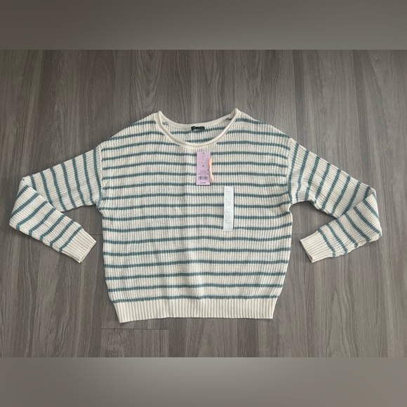 wild fable Sweaters - Wild Fable Striped Sweater - Cream and Gray xl
